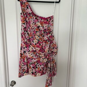 Lulu's Floral One-Shoulder Mini Dress - Pink, Orange, Black